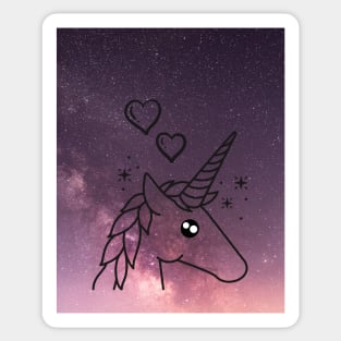 Unicorn With Purple Sky Lights & Sparkle Sticker